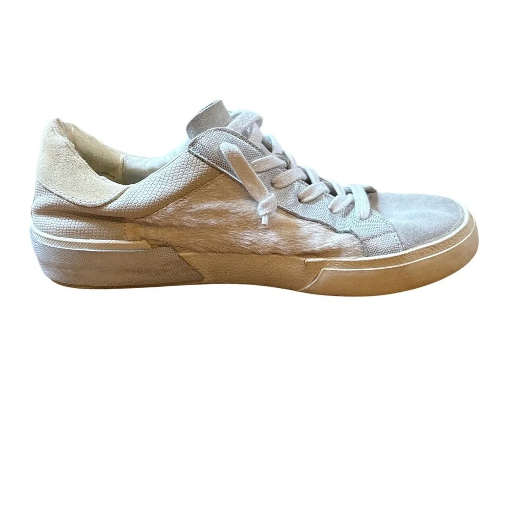 Dolce Vita Zina‎ Sneakers Women Cream Good Mixed Media Calf Hair Suede SIZE 7.5 - Picture 7 of 7